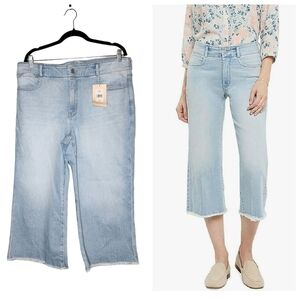 NWT NYDJ Wide Leg Capri Jeans In Plus Size 14. High Rise And Frayed Hems